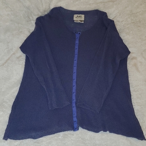 Flax Size M/L button front purple long sleeve top - Picture 1 of 4